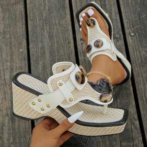 Sandalias de Verano para Mujer, Nuevo Estilo, Talla Grande, Punta Abierta, Plataforma con Tacón Grueso, Hebillas Metálicas, Sandalias de Playa - Product Image 1