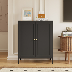 <span class=keywords><strong>Buffet</strong></span> de style <span class=keywords><strong>scandinave</strong></span> avec pieds surélevés, gris, 2 portes, <span class=keywords><strong>noir</strong></span>, design fin, rangement, armoire latérale pour petit espace - Product Image 4