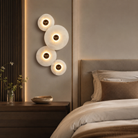 Applique murale intérieure en pierre d'albâtre, lampe LED contemporaine en marbre à disques superposés, pour salon, couloir, chambre à coucher, chevet, décoration