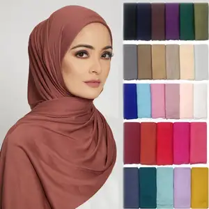 Muslim Plain Hijab Cotton Stretchy Premium Jersey Scarf Soft Material Prayer Shawls Women Muslim Jersey Hijab