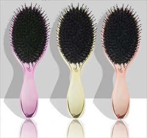 Compact Small Plating Hair Extensions <b>Brush</b> Mini Hair <b>Detangle</b> <b>Brush</b> with Cotton Bag Case Packaging Blank Boar Bristle Hairbrush - Product Image 4