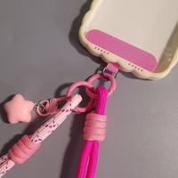 Dragonne de téléphone tressée color block en nylon avec breloque étoile, attache détachable et porte-clés anti-perte pour coque de téléphone