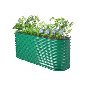 Vente en gros 6.5 'x 2' hauteur 32 "vert gris blanc manteau modulaire ondulé métal surélevé lit de jardin pour fleur légume herbe plante