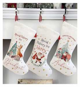 ถุงเท้าคริสต์มาสสั่งทำพิเศษ พิมพ์โลโก้ ชื่อครอบครัว รวมการตกแต่งบ้านและฟังก์ชั่นเป็นของขวัญ - Product Image 1