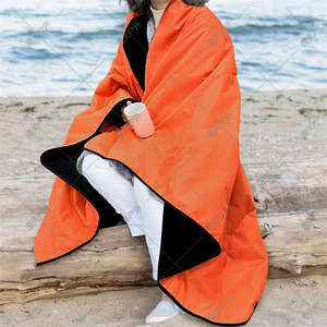Outdoor Double Layer Fleece Poncho Orange <b>Waterproof</b> Warm <b>Blanket</b> Winter Camping Rescue Shawl - Product Image 2
