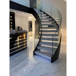 <span class=keywords><strong>Escalier</strong></span> Courbé Sur Mesure avec <span class=keywords><strong>Marches</strong></span> en Bois, <span class=keywords><strong>Escalier</strong></span> en Arc, Contre-<span class=keywords><strong>escalier</strong></span> Fermé, Balustrade en Verre - Product Image 6