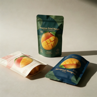 Op maat bedrukte herbruikbare ziplock mango gevriesdroogde fruitverpakkingen Mylar zakken staande pouch