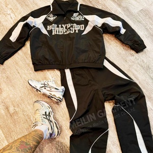 Custom New Fashion Custom Nylon Sweat Suit Zip up Jacket <b>Pants</b> Set 3m Reflective Tracksuit Mens Windbreaker Tracksuit for Men - Product Image 1