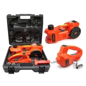 Portable electric mini car jack set with air compressor and impact wrench
