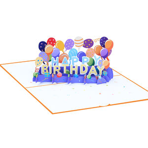 Cartes de vœux pop-up pliables avec logo personnalisé gratuit, nouvelle arrivée, ballon 3D, cadeau pour enfants, écriture manuscrite, <span class=keywords><strong>carte</strong></span> d'<span class=keywords><strong>anniversaire</strong></span> pour enfants - Product Image 4