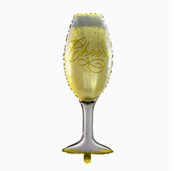 Ballons en aluminium en forme de verre à vin, vente en gros de ballons en aluminium pour bouteilles de champagne et de whisky, décoration de fête de bar