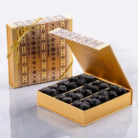 Boîtes magnétiques en papier métallisé doré de luxe Dates Emballage de chocolat de Dubaï Boîte pliable pour cadeau personnalisé pour biscuits et bonbons