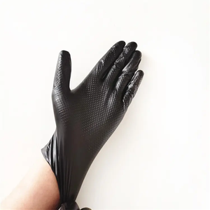 Gants jetables sans poudre sans latex avec texture diamantée 10mil Gants de sécurité en <span class=keywords><strong>nitrile</strong></span> noir orange synthétique - Product Image 2