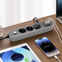 Multiprise domestique standard européenne très vendue avec cordon d'extension de 2 m, 4 prises CA et ports USB.