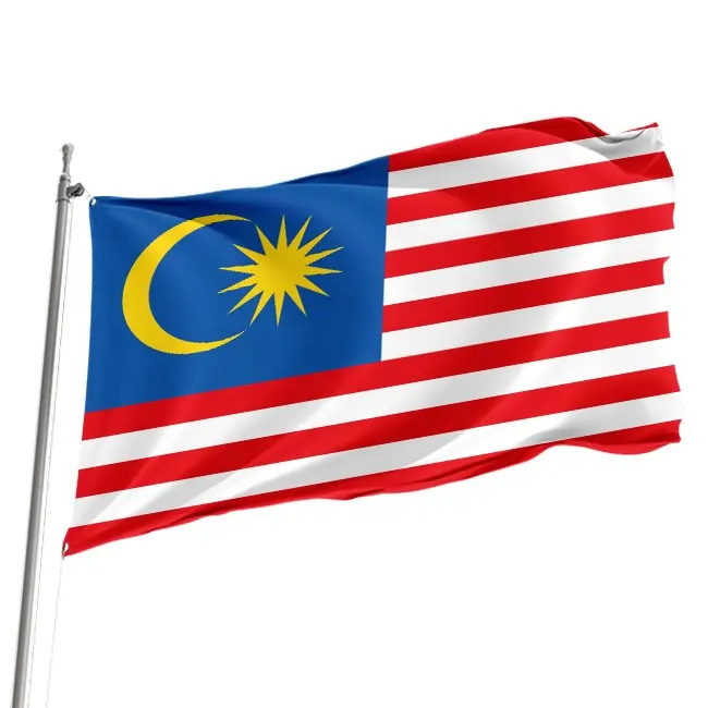 Produit promotionnel vente chaude 3x5 pieds 100% Polyester impression numérique tissu polyester décoration extérieure drapeau malaisien personnalisé