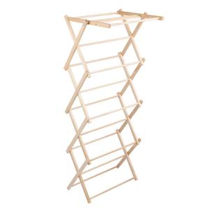 Séchoir à linge portable en bois massif, pliable et compact pour intérieur et balcon - Product Image 4
