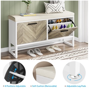 Tribesigns Modern Furniture Entryway Shoe <strong>Storage</strong> <strong>Bench</strong> with <strong>Seat</strong> Cushion Hidden Wood Shoes Cabinet for Living Room - Product Image 4