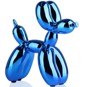 Hot-selling Estilo Nórdico Brilhante Resina Galvanoplastia Alta qualidade Home Decoração Balão Dog Figurines