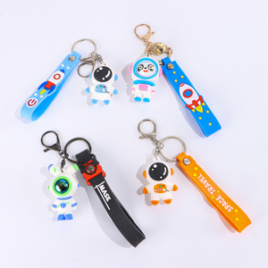 Customized 3D Cartoon Astronaut Acrylic Keychain with Wrist Strap for Daily Bag Decoration and Car Key Organization