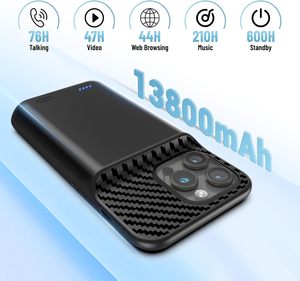 Custodia Batteria Portatile Potenziata da 13800mAh con Funzione di Ricarica per <span class=keywords><strong>iPhone</strong></span> Serie <span class=keywords><strong>12</strong></span>, 13, 14, 15 Plus, 16, 17 Air, 18 <span class=keywords><strong>Pro</strong></span> Max - Product Image 3