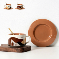 Ensemble de soucoupe de tasse à café en céramique jetable moderne avec motif de dessin animé 220ml Design Sense Niche