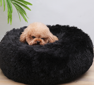 Lusso rotondo letto per cani lavabile peluche divano con modello solido in pelliccia sintetica cuccia per cuccioli e gattini - Product Image 6