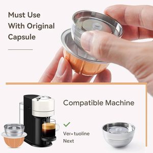 Cápsula de Café Reutilizable de Metal HAILASRE de <span class=keywords><strong>150</strong></span> ml para Vertuoline Next (1 Cápsula + 2 Filtros) - Product Image 6