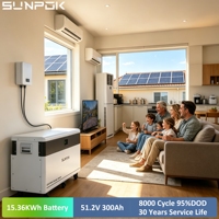 Batterie LiFePO4 51,2 V 300 Ah 15 kWh à montage au sol SUNPOK, vente en gros d'usine, système de stockage d'énergie domestique 48 V 300 Ah 15 kWh