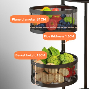 Estante de almacenamiento de cocina de acero al carbono de 5 capas, estantes giratorios para verduras, organizador doméstico, diseño OEM - Product Image 4