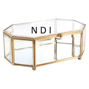 Laiton métal cadre décoratif boîte à bijoux boucles d'oreilles anneau collier ou bracelets stockage bijoux boîtes en verre transparent - Product Image 2