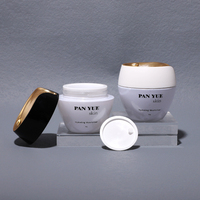 Pot cosmétique de luxe en verre blanc 20g 30g 50g, flacon cosmétique en verre avec capuchon électroplaqué or, ensemble d'emballage pour soins de la peau