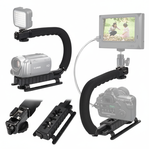 Poignée de maintien vidéo professionnelle avec support griffe porte-accessoire et bras réglable pour support de prise de vue caméra - Product Image 1