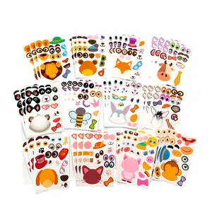Wholesale Cheap DIY Animal Face Change Waterproof Stickers For Children's Fun Toy Make A Face Sticker Sheets Animal For Kids