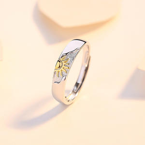 Romantische Zon Maan Ster Paar Belofte Ringen Klassieke Ronde Band Verstelbare Valentijnsdag Cadeau Sieraden - Product Image 5