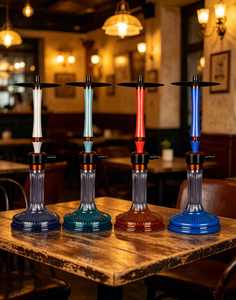 Modern Colored <b>Hookah</b> Set Glass Base Metal Stem Tobacco <b>Pipe</b> for Lounge Bar Home Use - Product Image 2