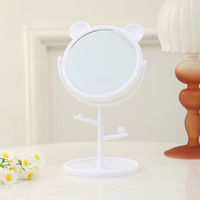 Petit miroir de maquillage de bureau avec oreilles d'ours et d'autruche, miroir de maquillage mignon de dessin animé pour filles, vente en gros