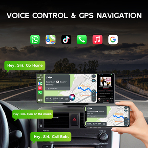 Taşınabilir araba Stereo 10.26 kablosuz 1080P Carplay GPS navigasyon monitör ekran 2 kanal çizgi kam araba dvr'ı - Product Image 4