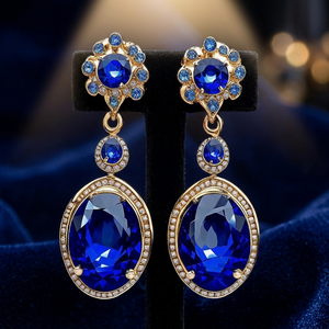 Pendientes Colgantes de Plata de Ley con Baño de Rodio y Piedra Azul Vintage de Diseñador al por Mayor para Mujer, Inspirados en Princesas a la Moda - Product Image 4
