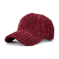 Mode hommes blanc 6 panneau chapeaux hiver velours côtelé personnalisé casquette de baseball chapeau