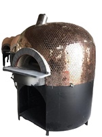 Four à pizza professionnel européen de grande taille, rond, noir, en mosaïque, à gaz, pour pizzas professionnelles.