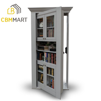 CBMmart Porte escamotable en bois massif de haute qualité, porte bibliothèque, porte vitrée dissimulée, porte de rangement gain de place, portes intérieures