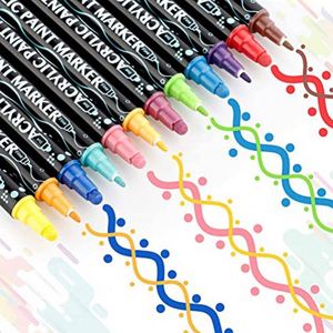 Fiber Graffiti Acrylic <b>Paint</b> Custom Logo Dual Tip Dot Marker Pen Set for Wood <b>Rock</b> Painting Canvas Glass - Product Image 1
