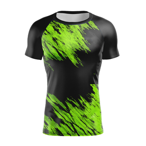 Lightweight <b>Compression</b> <b>Shirt</b> <b>Men</b> Fitness Sports Apparel OEM MenBlack Red Sublimation Print Short Sleeve Rash Guard Quick Dry - Product Image 2