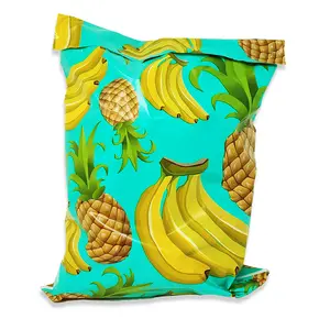 Custom 10x13" Self Seal Teal Pineapple Banana Tropical Theme Cosmetic Clothing Flat Shipping Mailing Envelope Poly Mailers Bags