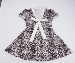 เดรสสั้นทรงเอไลน์แขนพองแต่งโบว์สไตล์วายทูเค ลายเสือดาว พิมพ์ลายดิจิทัล เอวธรรมชาติ เหมาะสำหรับใส่ลำลองหรือไปงานปาร์ตี้ - Product Image 2