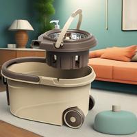 Vente en gros usine Serpillère plate magique rotative à 360° pour usage domestique, avec seau à roulettes et système de nettoyage facile, style autoportant