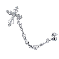 Broche personnalisée en forme de croix religieuse chrétienne, bijou de revers, broche en zircon, émail doré et strass