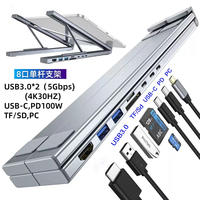 Base de Conexión Portátil de Alta Calidad 8 en 1 Tipo-C, Hub USB y Soporte para Laptop con 8 Puertos para Laptop Macbook