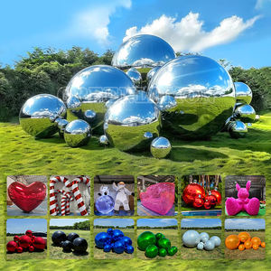 Pallone Gonfiabile Gigante Riflettente in PVC Argento Lucido a Specchio per Feste Disco, Tenda Pubblicitaria Natalizia - Product Image 1