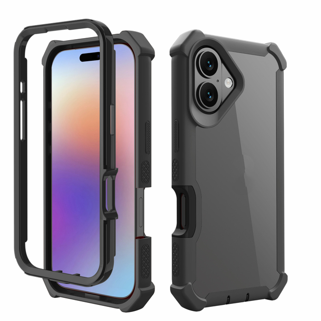 Shockproof Popular 360 Defender 2 in 1 Acrylic Back Cover Colorful Frame TPU PC Phone Case for iPhone 17 17 AIR